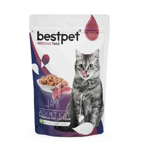 كيس طعام للقطط البالغة من لحم الضأن من BestPet، 85 غرام
