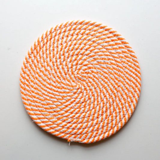Cotton Rope Dog Toy, Orange and White Knot Pattern, Teeth Cleaning Chew Toy