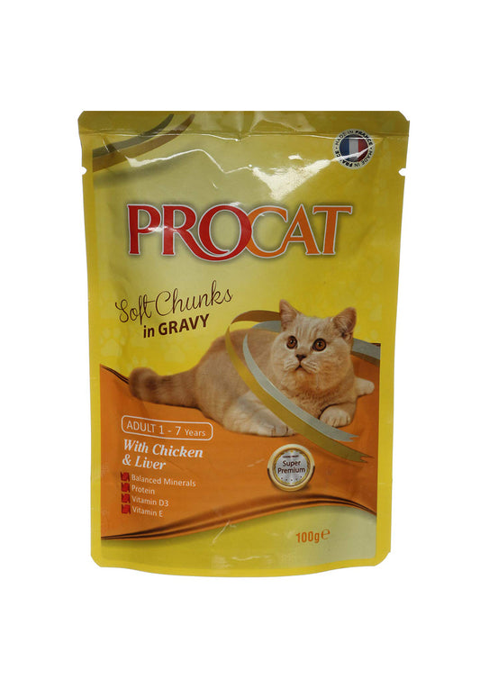 PROCAT Soft chunks in jelly with Chicken and liver 100 gm