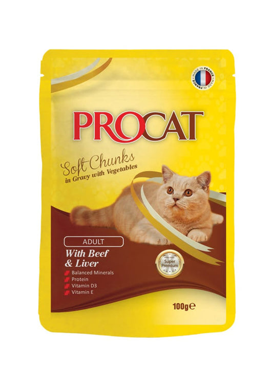 PROCAT Soft chunks in jelly with Beef & liver100 gm