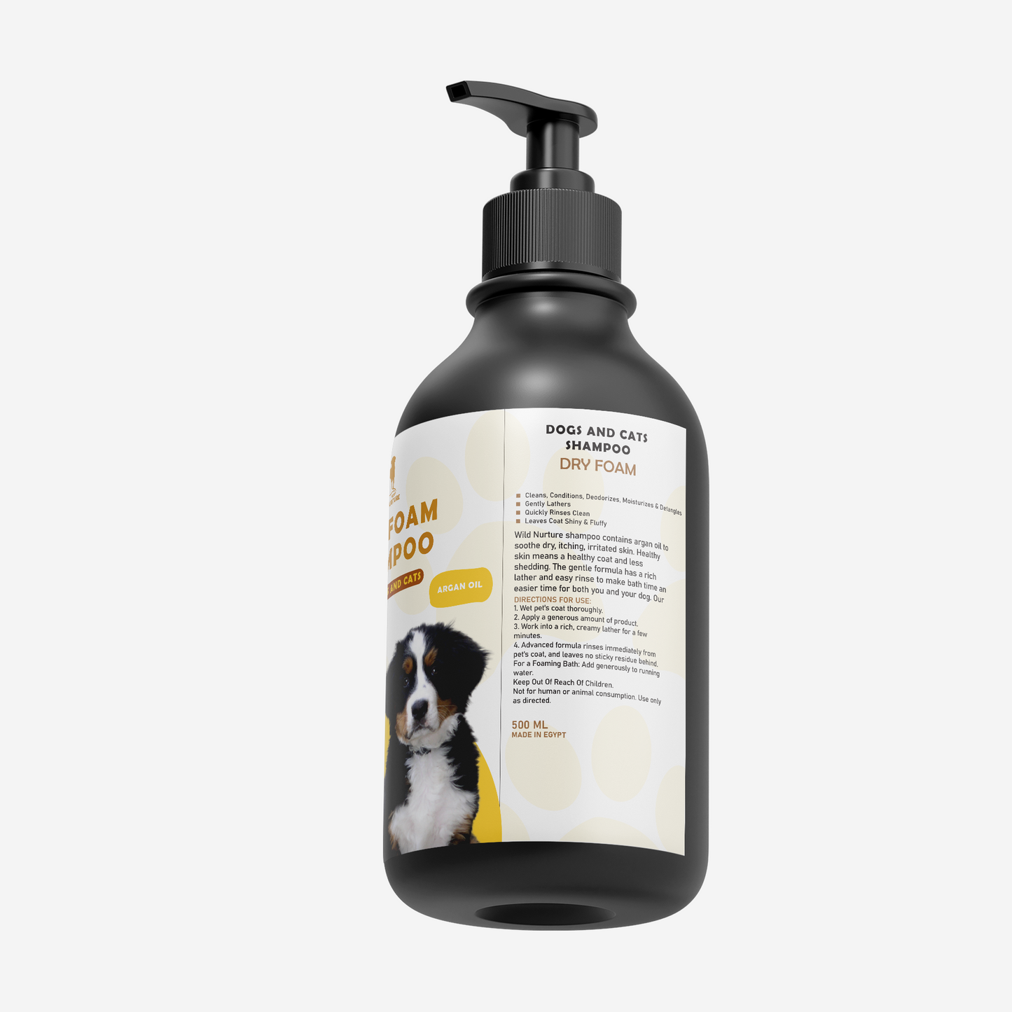 Wild Nurture Dry Foam Shampoo with Argan Oil – 500ml (For Cats & Dogs)