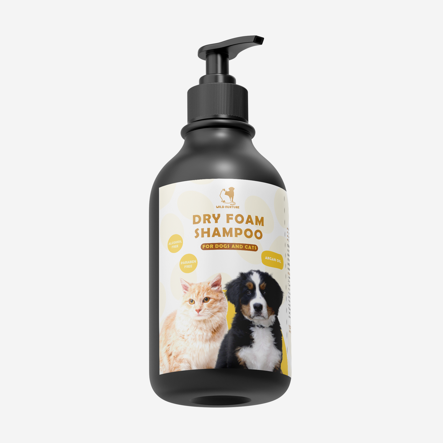 Wild Nurture Dry Foam Shampoo with Argan Oil – 500ml (For Cats & Dogs)