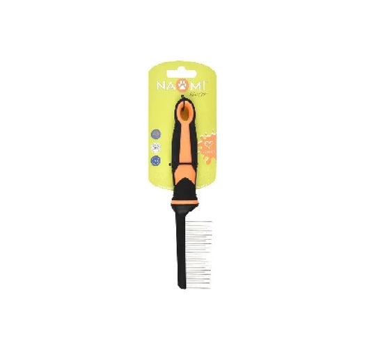 Pet Grooming Brush with Metal Bristles, Orange and Black