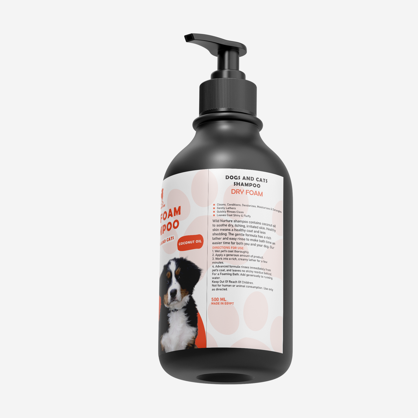 Wild Nurture Dry Foam Shampoo with Coconut Oil – 500ml (For Cats & Dogs)