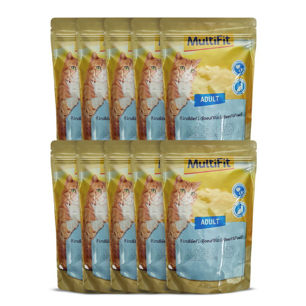 MultiFit Adult Cat Jelly Duo Fish & Classic Mix Pouch 100 gm with beef and poultry