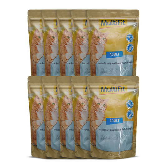 MultiFit Adult Cat Jelly Duo Fish & Classic Mix Pouch 100 gm with salmon and sardine