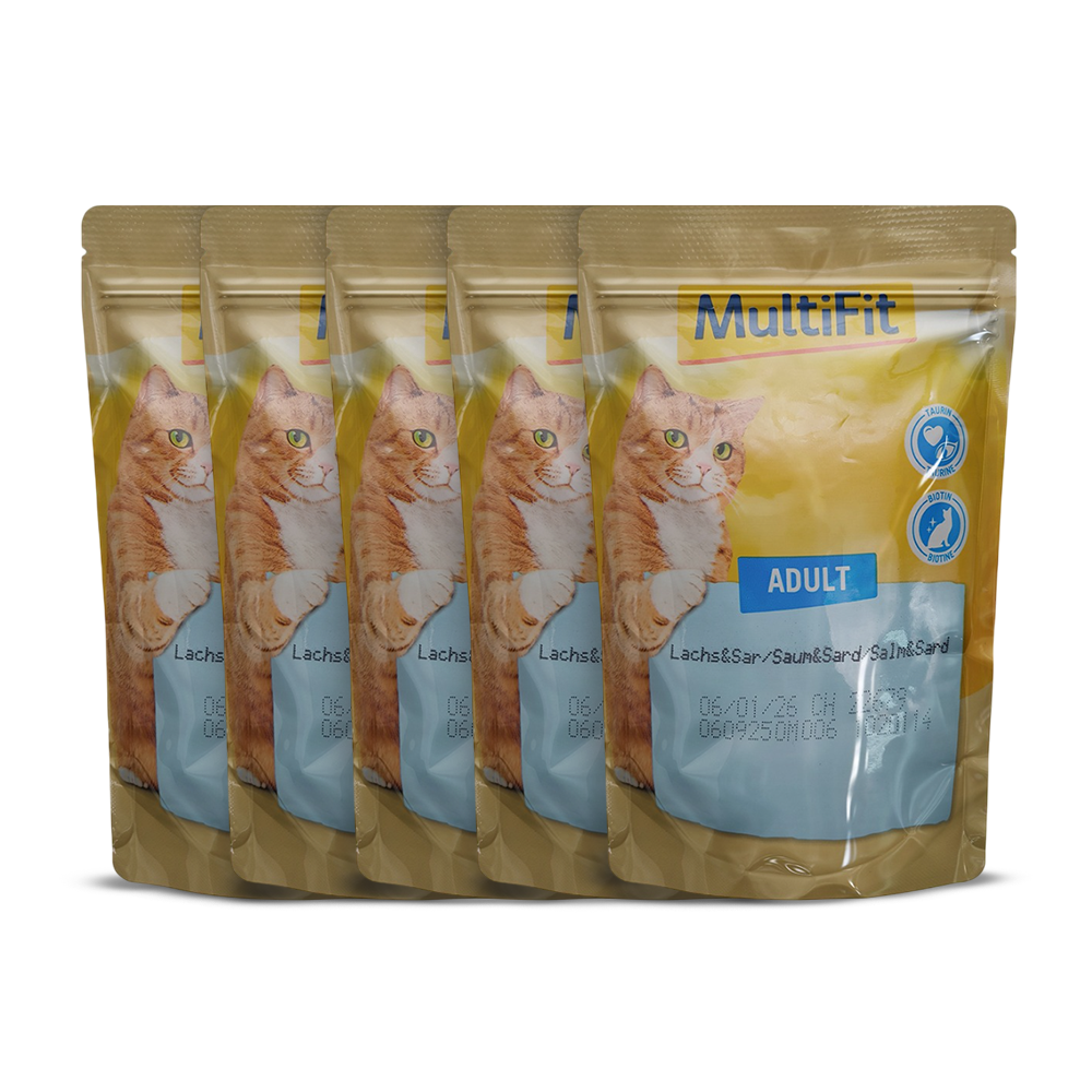 MultiFit Adult Cat Jelly Duo Fish & Classic Mix Pouch 100 gm with salmon and sardine