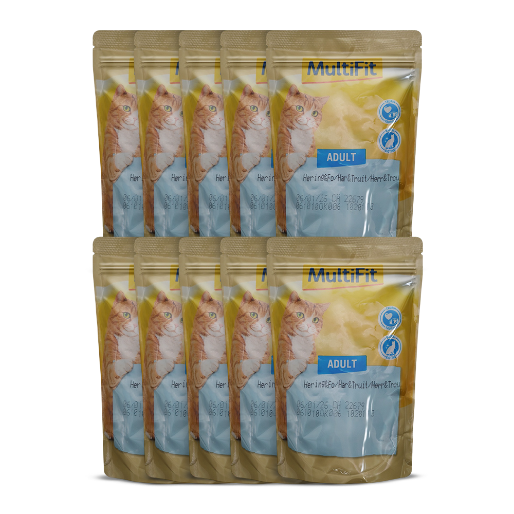 MultiFit Adult Cat Jelly Duo Fish & Classic Mix Pouch 100 gm with herring and trout