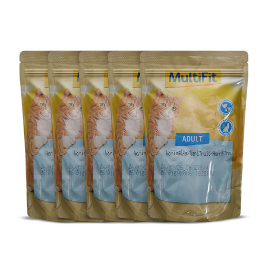 MultiFit Adult Cat Jelly Duo Fish & Classic Mix Pouch 100 gm with herring and trout