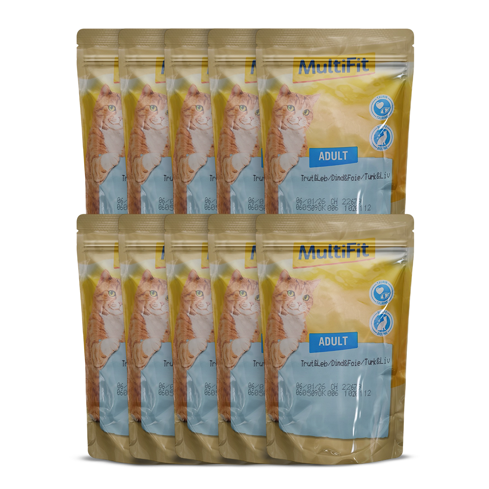 MultiFit Adult Cat Jelly Duo Fish & Classic Mix Pouch 100 gm with turkey and liver
