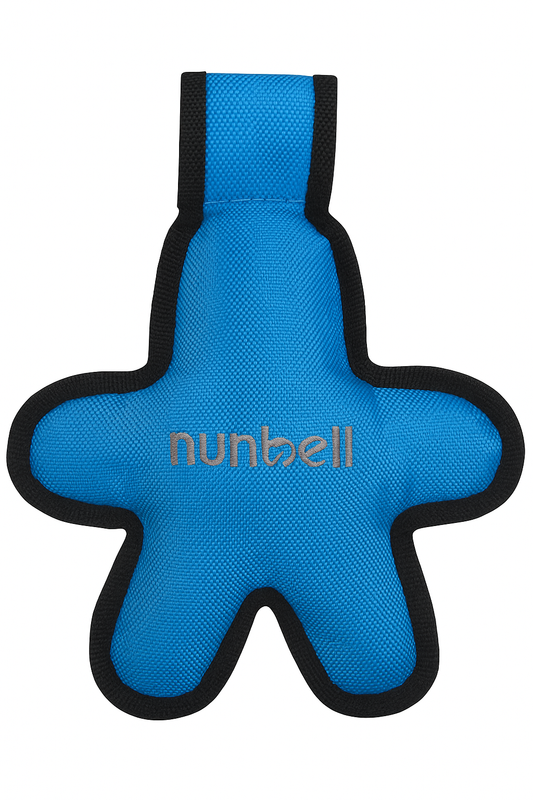 Dog Chew Toy, Human-Shaped Plush, Blue and Black