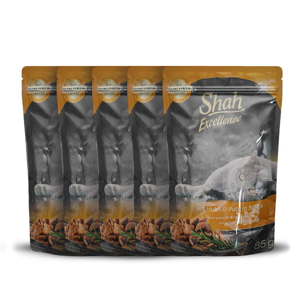 Shah Excellence Wet food For Cats In sauce 85g with chicken and turkey