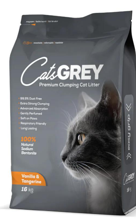 Sandy Cat Litter Grey Vanilla & Tangerine 16Kg