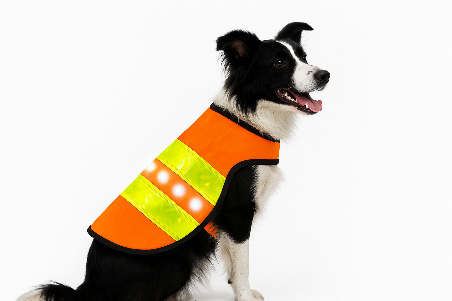 LED Dog Safety Vest, Medium Size, High Visibility Orange with Reflective Strips, Battery Powered
