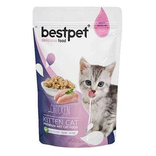 Bestpet Pouch Wet Food with Chicken in Jelly for Kittens 85 g