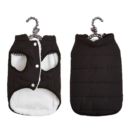 Dog Winter Jacket, Sizes, Black and White Padded Coat with Fleece Lining