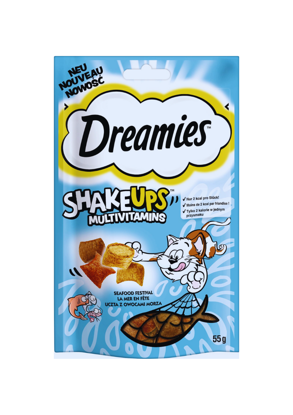 Dreamies Shake Ups Multivitamins Seafood Festival, 55 g