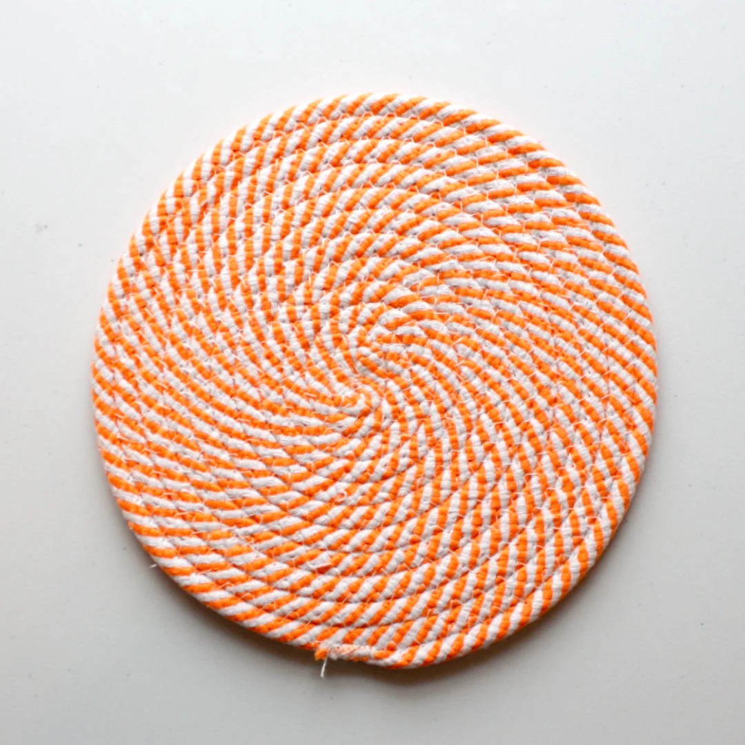 Cotton Rope Dog Toy, Orange and White Knot Pattern, Teeth Cleaning Chew Toy