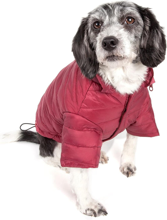 Lightweight Winter Dog Coat, Adjustable Pet Jacket with Concealed Zipper, Red