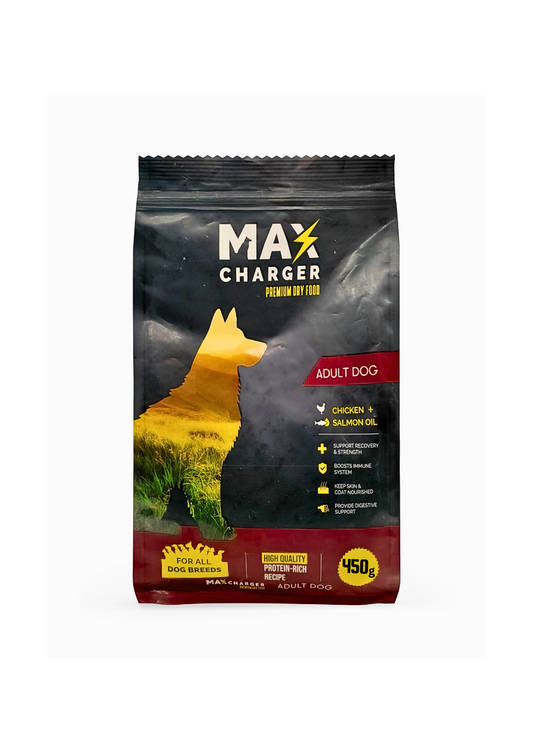 Max Charger Premium Dry Food Adult Dog Chicken + Salmon Oil 450g