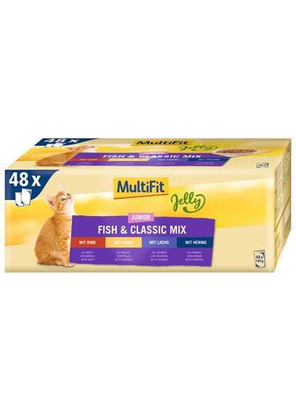 MultiFit Junior Cat Jelly Duo Fish & Classic Mix Pouch 100 gm