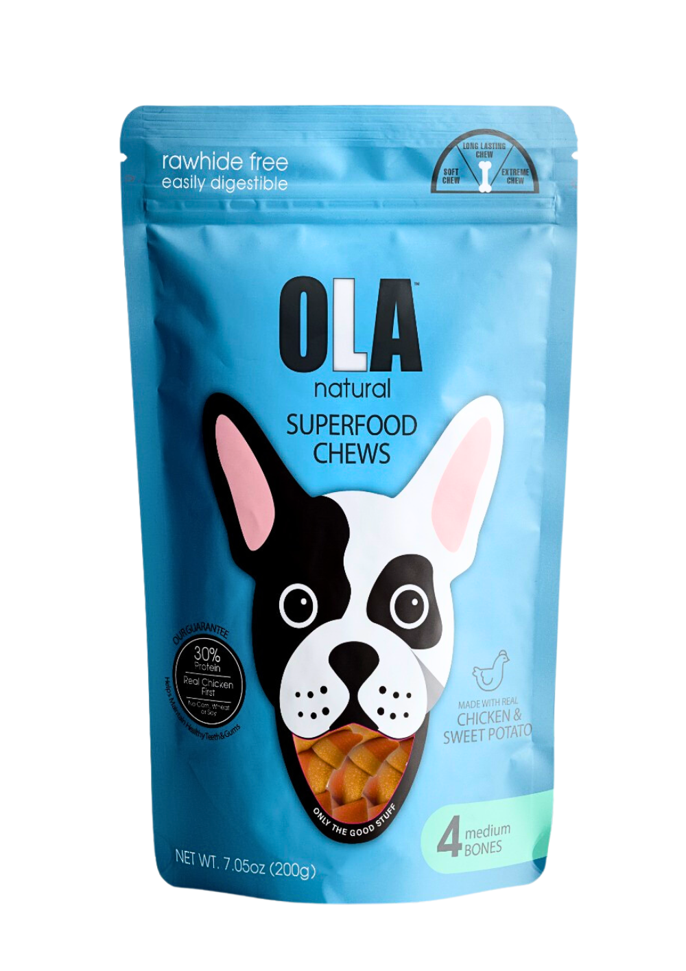 Ola Natural Chicken & Sweet Potato 4 Medium Bones Dog Treats 200g