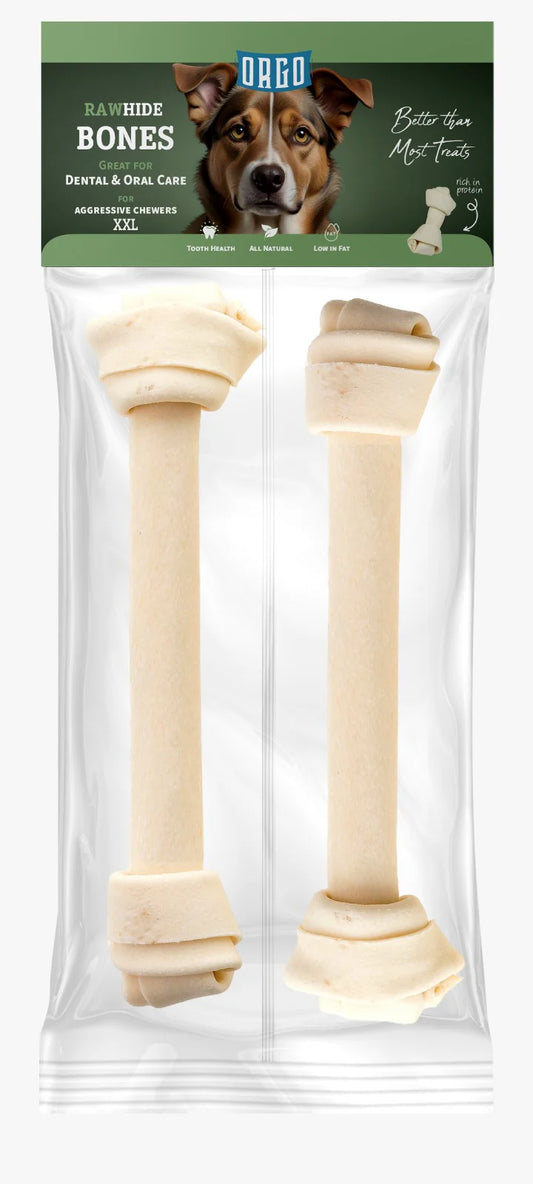 Orgo Rawhide Bones For Dog Dental Oral Care 2 PC XXL