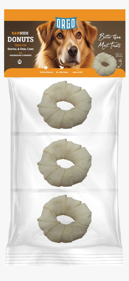 Orgo Rawhide Donuts For Dog Dental Oral Care 3 PC Small
