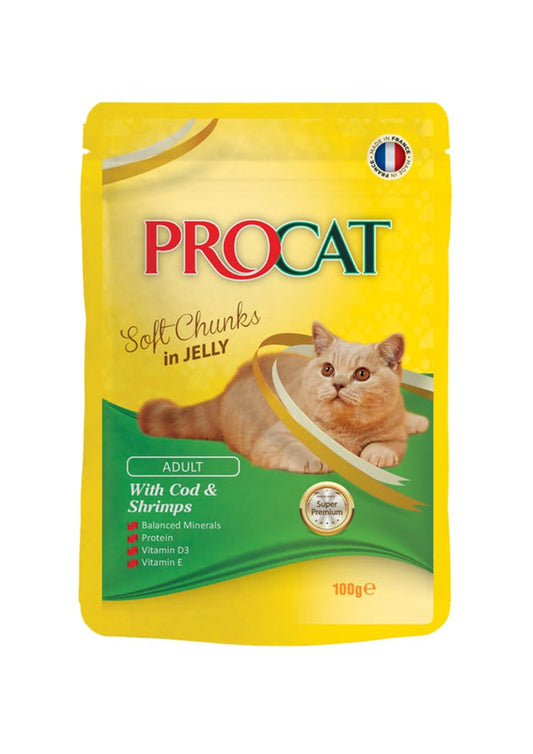 PROCAT Soft chunks in jelly with Cod & shrimps100 gm