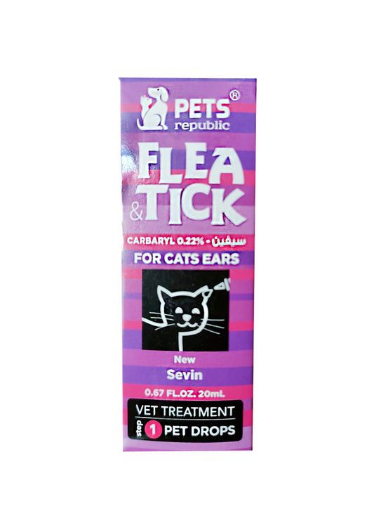 Pets Republic Flea &Tick For Cats Ear Pet Drops 20ml