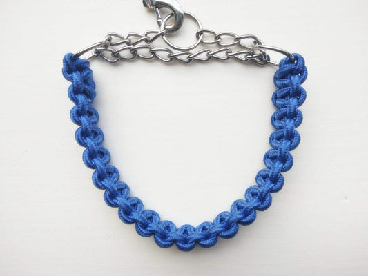 Heavy Duty Nylon Dog Training Tow Rope, Blue, Metal Chain Link