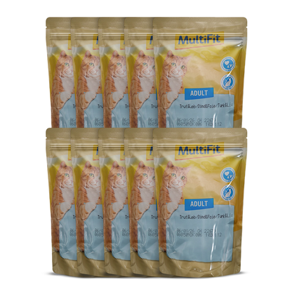 MultiFit Adult Cat Jelly Duo Fish & Classic Mix Pouch 100 gm with turkey and liver