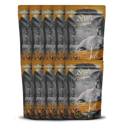 Shah Excellence Wet food For Cats In sauce 85g with chicken and turkey