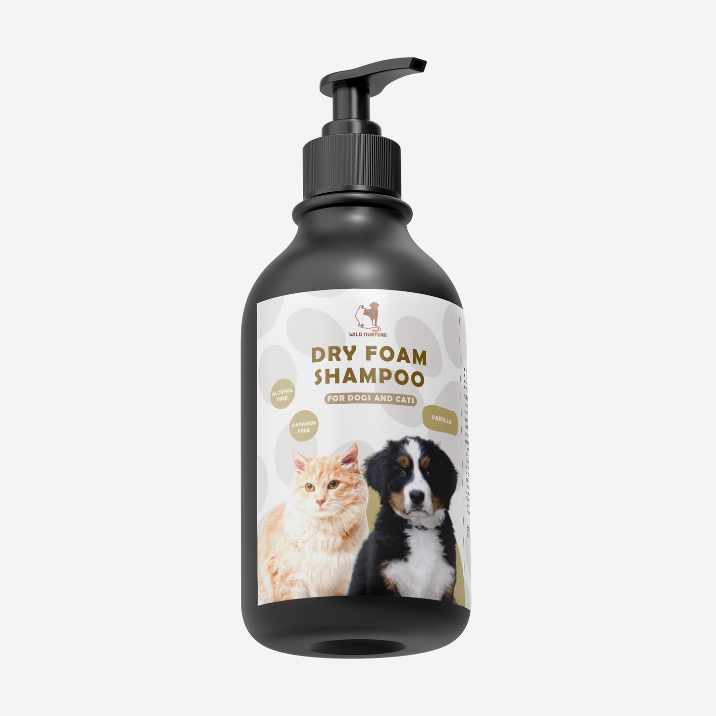 Wild Nurture Dry Foam Shampoo with Vanilla– 500ml (For Cats & Dogs)